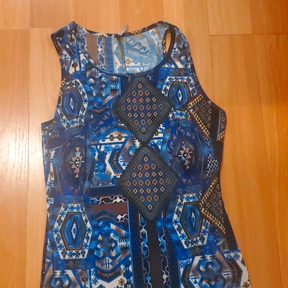 Vijo Couture Aztec Pattern Midi Dress – Sexy Fit (Below Knee)